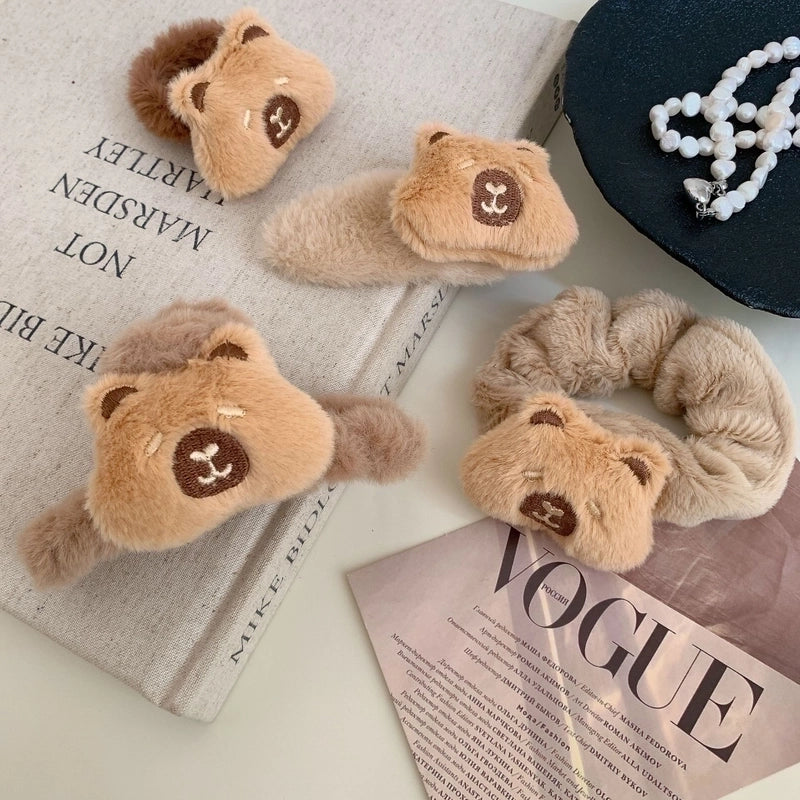 Mood Stable Capabala Plush Hair Ring Hair Accessories Cute Capybara Grip Shark Clip Large Intestine Ring Head Rope Headdress