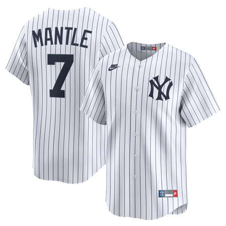 Youth New York Yankees #7 Mickey Mantle Nike White Throwback Cooperstown Collection Limited Jersey