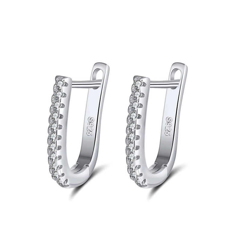Rose Gold Plated White Gold Plated Silver Plated 925 Sterling Silver Silver ZIRCON U Shape EARRINGS Hoop Earrings