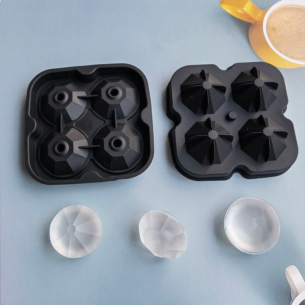 4-Hole Diamond Ice Mold - Flexible Silicone Ice Mold Tray
