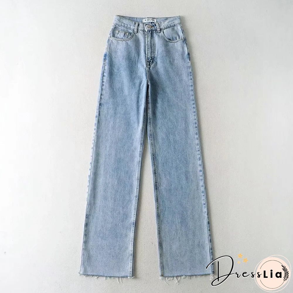 Casual Fashion Straight Leg Women's Jeans Denim Bottom Harajuku Boyfriend Long High Waist Baggy Jeans Fall Pants