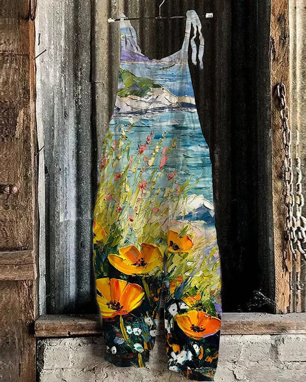 Women's Floral Art Vintage Jumpsuit