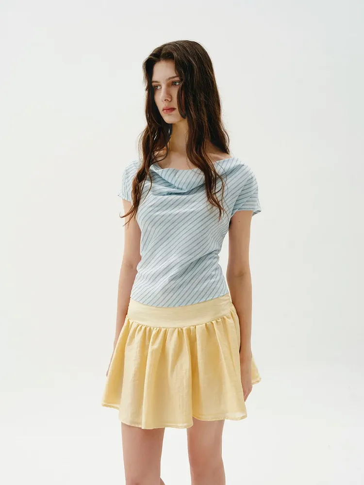 Light blue striped turtleneck top