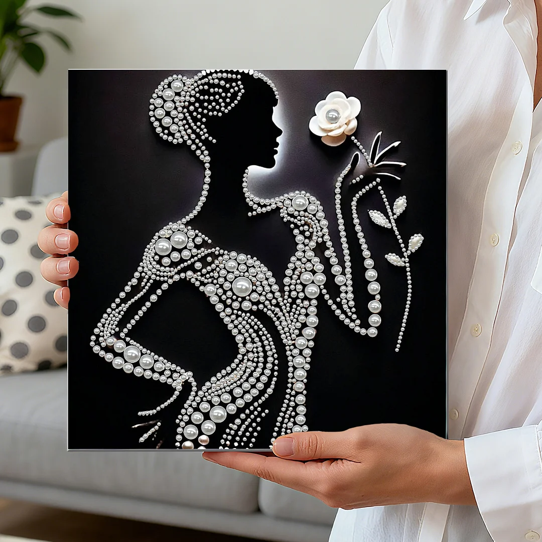 Pearl Silhouette Lady DIY Pearl Art Diamond Painting 30x30cm for Home Wall Decor