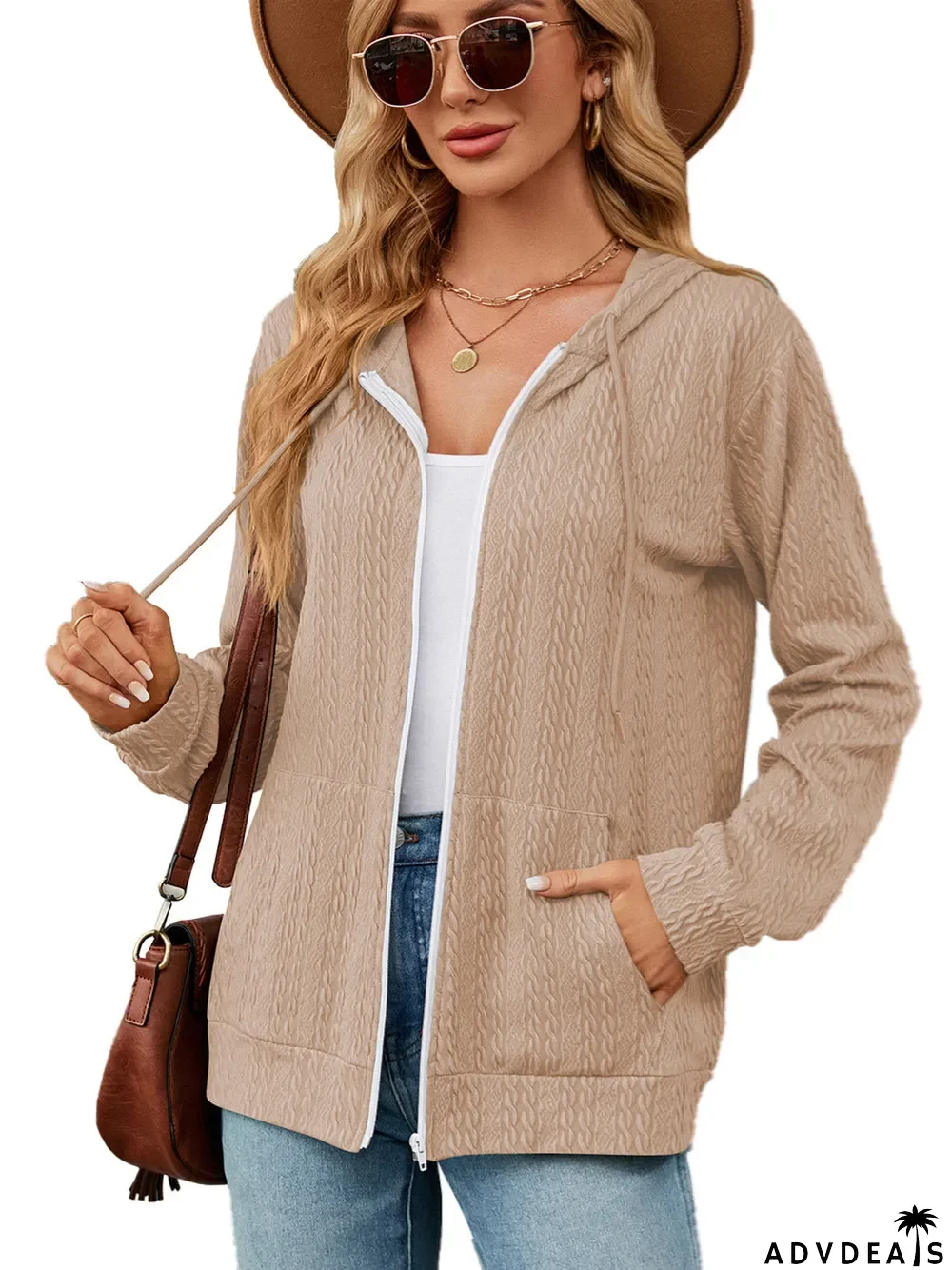 Women's Striped Stitching Solid Color Long Sleeve V-neck Coat