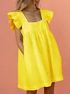 Solid Color Flared Sleeves Mini Dress