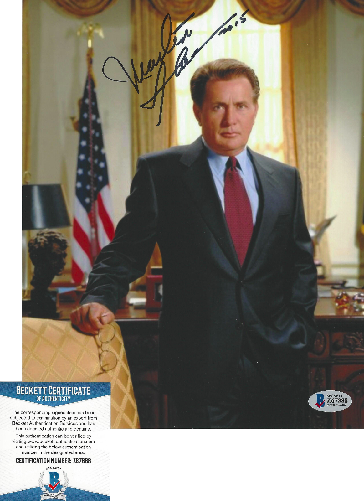 MARTIN SHEEN SIGNED THE WEST WING PRESIDENT BARTLET 8x10 Photo Poster painting D BECKETT COA BAS