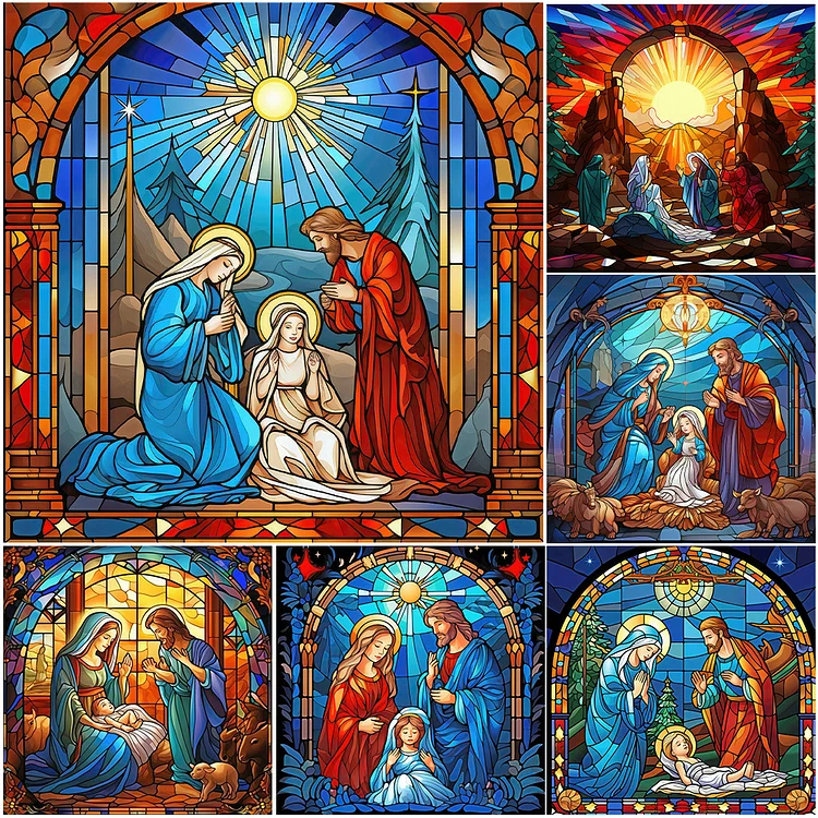 Stained Glass Jesus 5D DIY AB Diamond Painting Mosaic Embroidery
