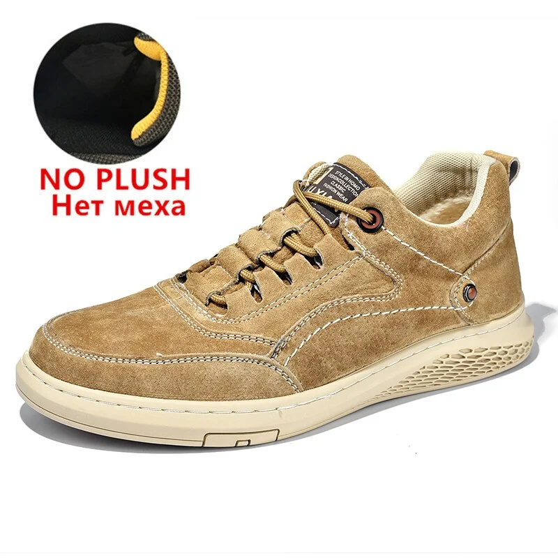 Brand Men Boots Leather Men's Snow Boots Luxury Mens Sneakers Winter Shoes for Men Outdoor British Autumn Spring Boots Moccasins