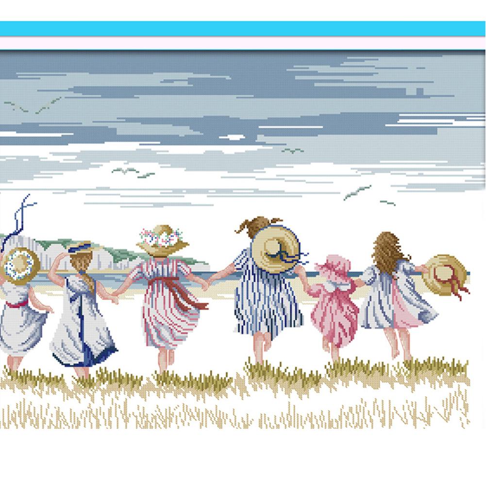 

Sisters - 14CT Stamped Cross Stitch - 60*49cm, 501 Original
