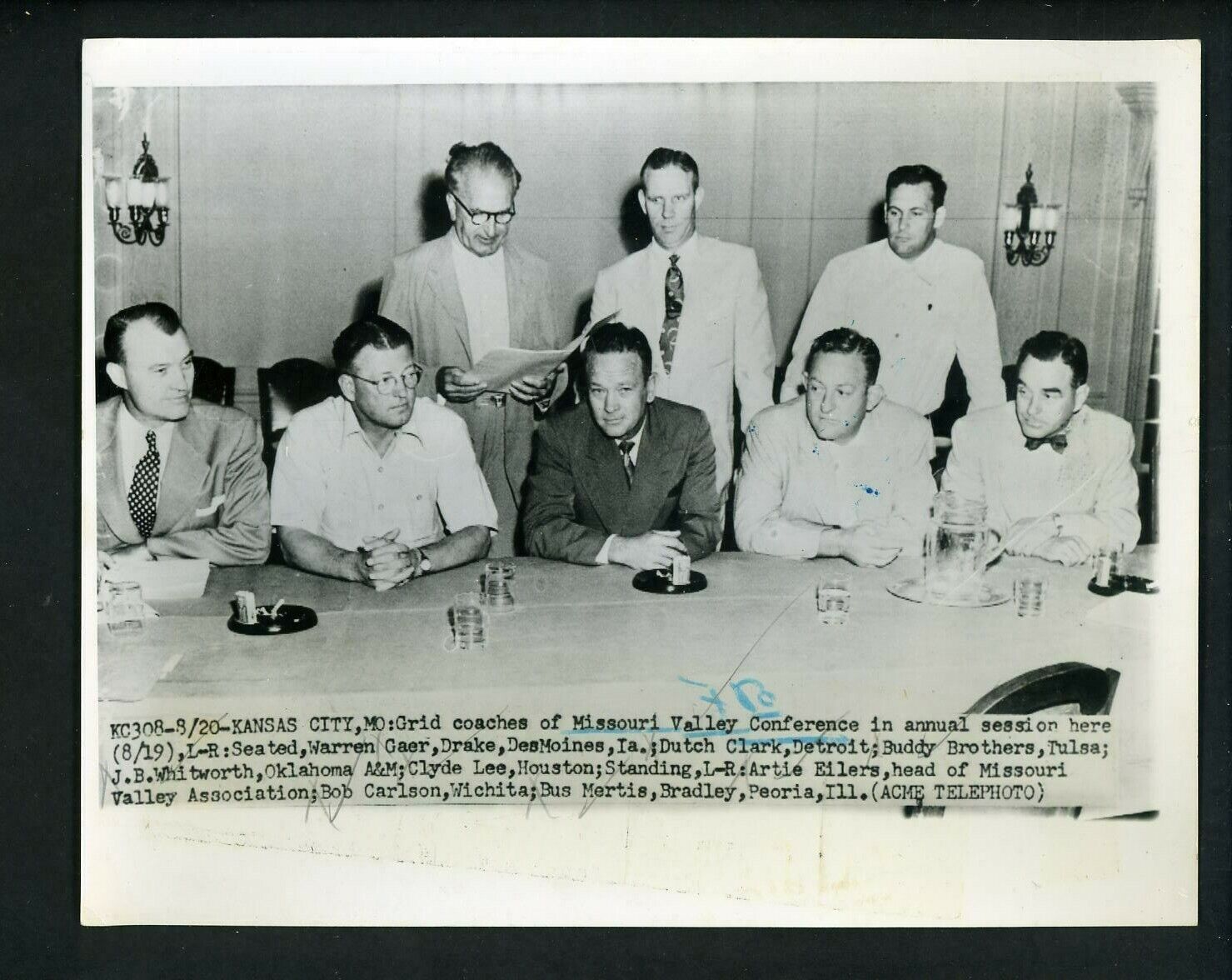 Missouri Valley Conference football coaches 1951 Press Photo Poster painting