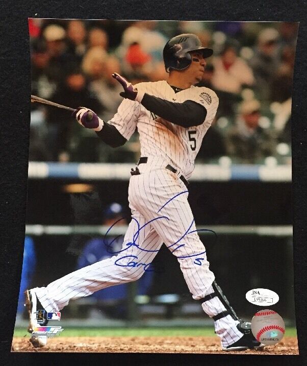 CARLOS GONZALEZ Signed COLORADO ROCKIES 8x10 Photo Poster painting - JSA COA INSCRIBED!!!