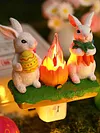 Resin Bunny Campfire Flickering Night Light Plug Into Wall Easter Decoration(US)
