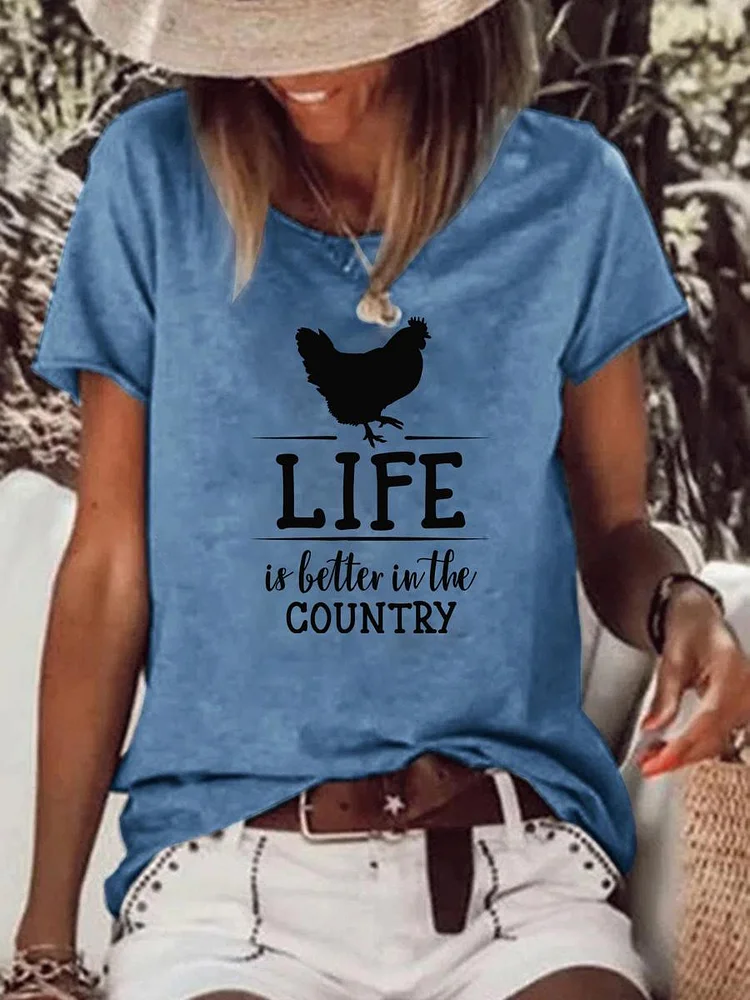 life is better in the country village life Raw Hem Tee