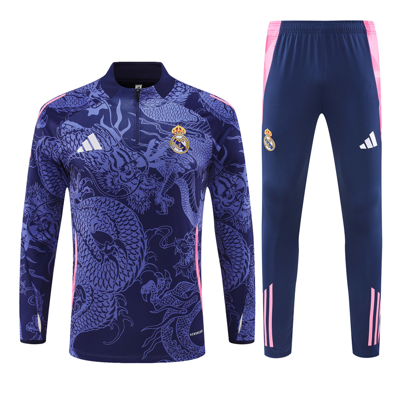 Real Madrid 24-25 Long Sleeve Training Set - Blue Dragon