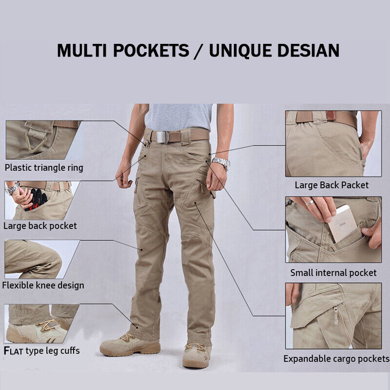 Men's Assault Tactical Pants Lightweight Outdoor Military Combat Cargo  Trousers