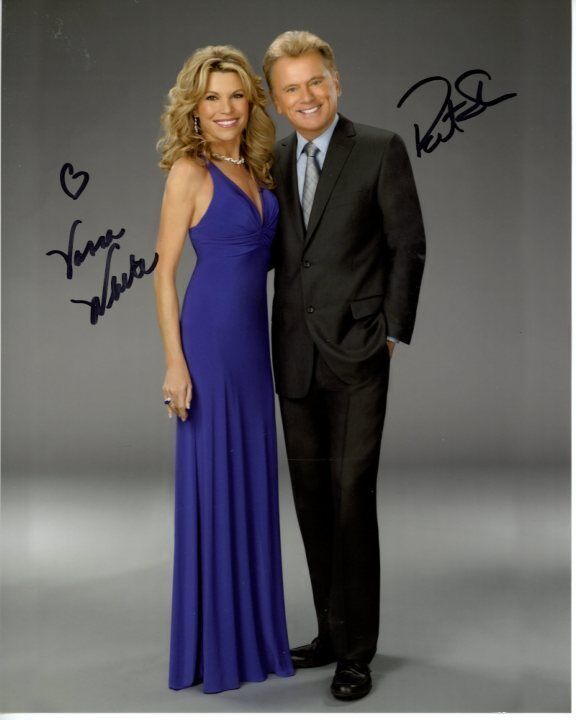 VANNA WHITE & PAT SAJAK signed autographed WHEEL OF FORTUNE Photo Poster painting