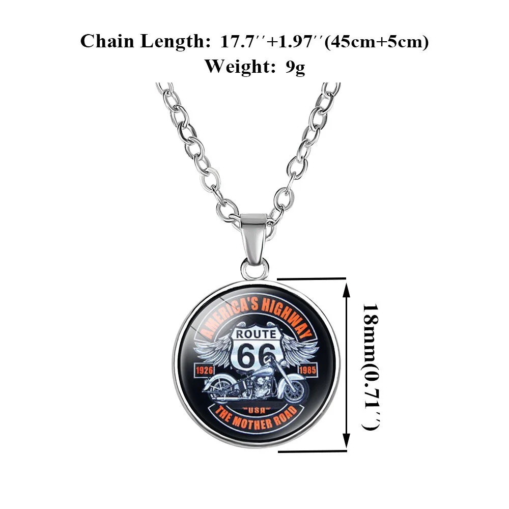 Retro Route 66 Alloy Necklace-inspireuse
