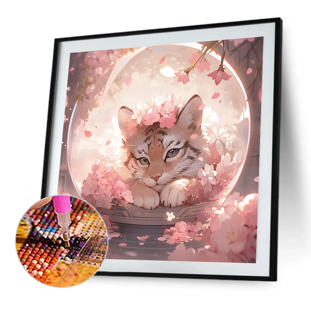 Diamond Painting - Full Square Drill - Pink Tiger(Canvas|45*45cm)