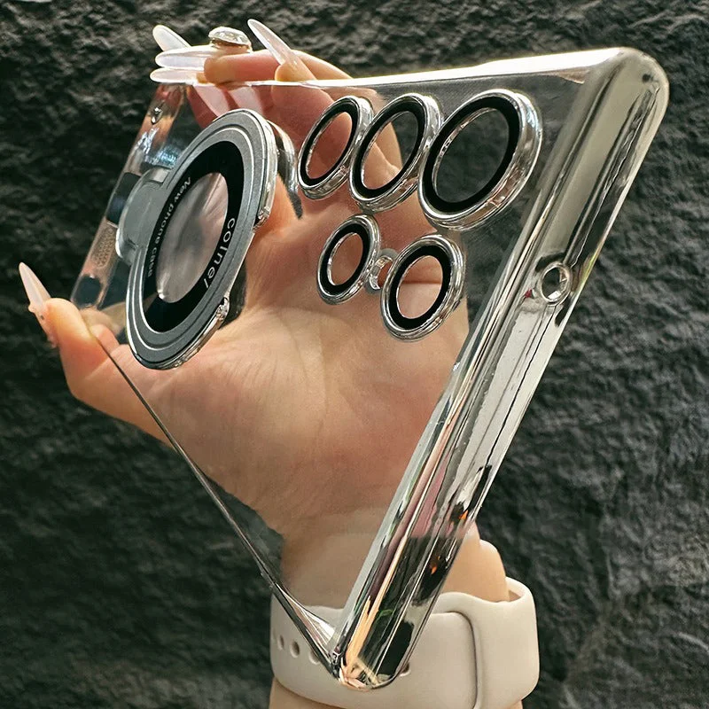 Suitable for Samsung S24 Series Electroplated Frameless Magnetic Stand Case