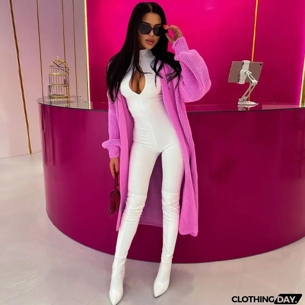 Women'S Autumn Winter Fashion Sexy Keyhole Hollow Out Long Sleeve Finger Covers Jumpsuit