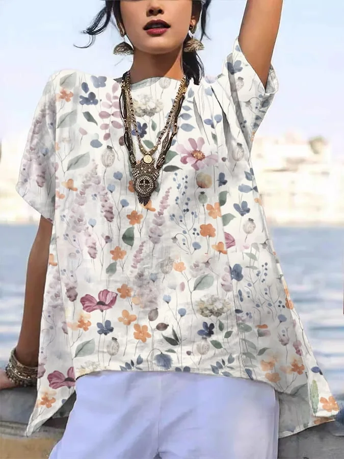 Women's Retro Floral Art Print Casual Shirt 