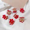 10PCS Lovely Red Flower Hair Claws
