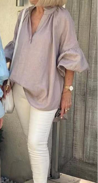 Long Sleeve Temperament Commute Solid Color Loose Shirt