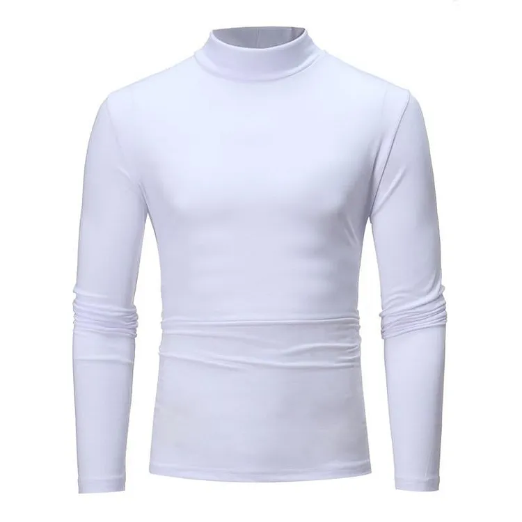 Men's Solid Color Half Turtle Neck Long Sleeve T-Shirt