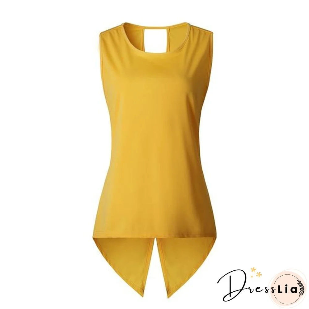 Women Cross Irregular Sleeveless Backless Tops and Blouses
