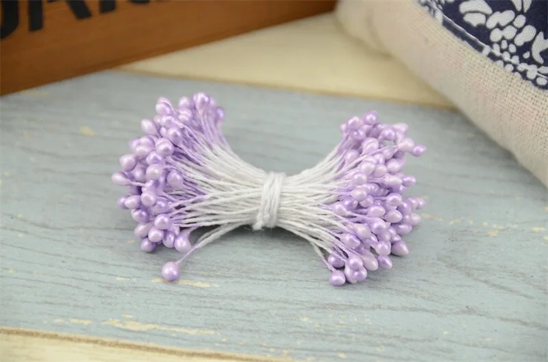 3mm 300pcs Double heads Mini Pearl Stamen Sugar Artificial Flower For Wedding Decoration DIY Scrapbooking Wreath Fake Flowers