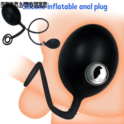 pornhint Pornhint New Inflatable Plug Ring Prostate Massager Steel Ball Dildo Butt Plug Sex toys