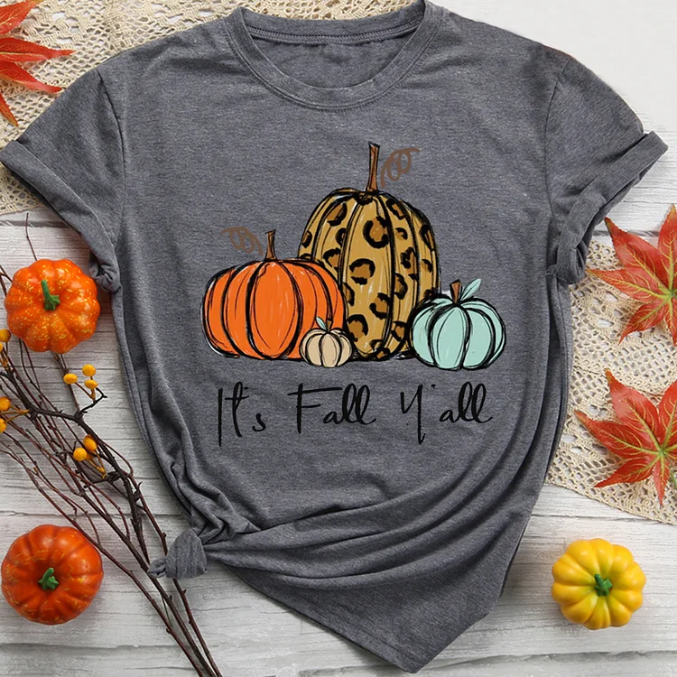 It\\\'s Fall Y\\\'all Leopard Pumpkin T-Shirt Tee