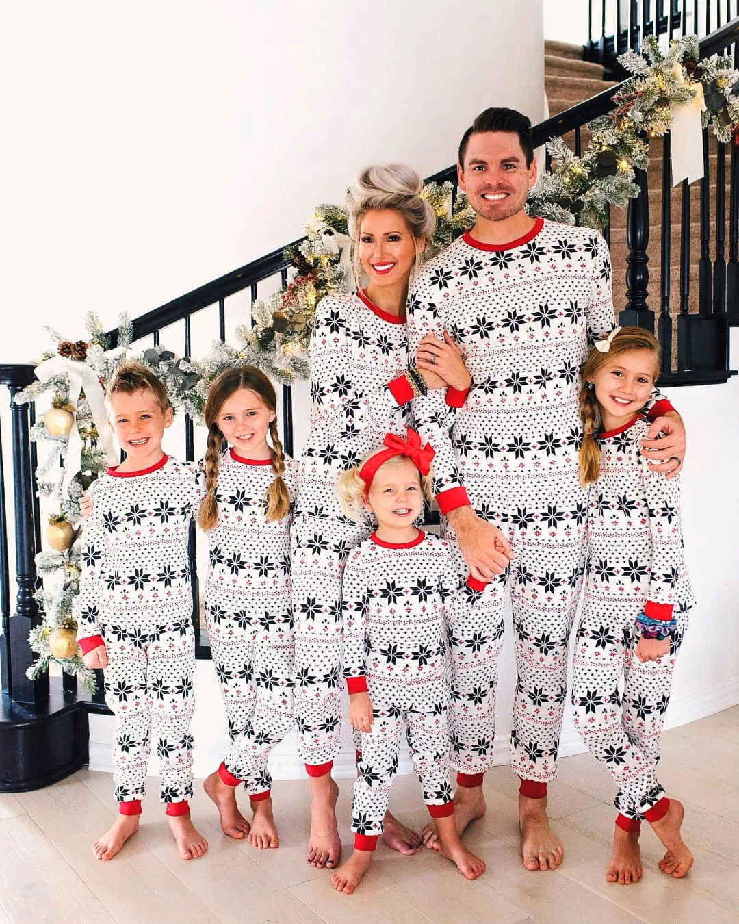 Christmas elements striped family pajamas