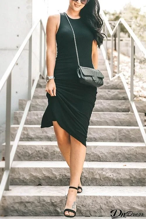 U Neck Sleeveless Bodycon Dress