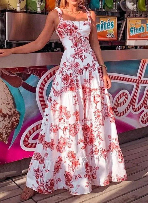 Attractive Print Sleeveless Maxi Dress-vocosishoes