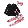 Kid Baby Girl Valentine's Day Set Embroidered Long Sleeve 3 Pcs Sets