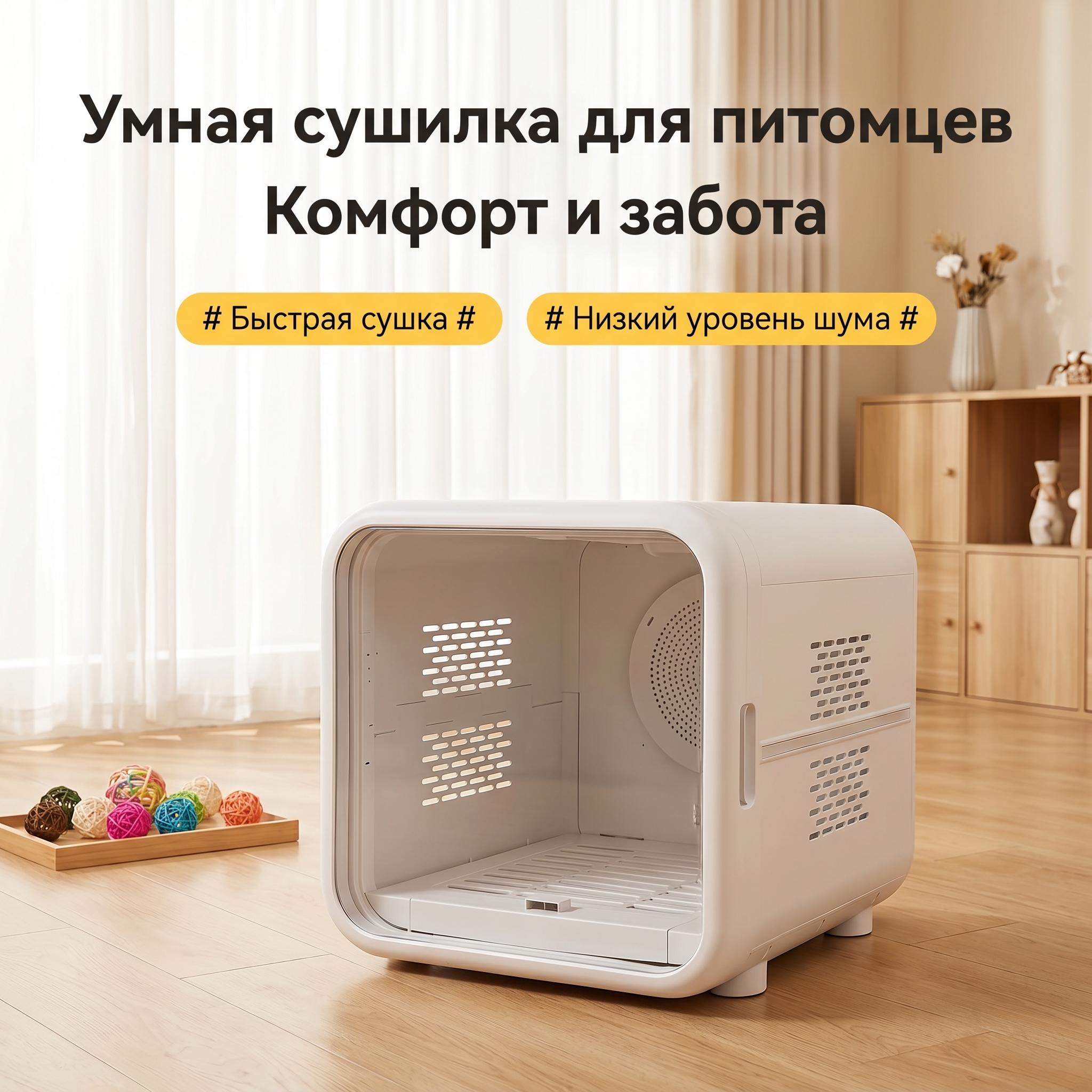 GOPET&reg; Умная сушильная камера для питомцев &mdash; полностью автоматическая, бесшумная домашняя сушилка для кошек и собак (Незаменимый помощник при купании)