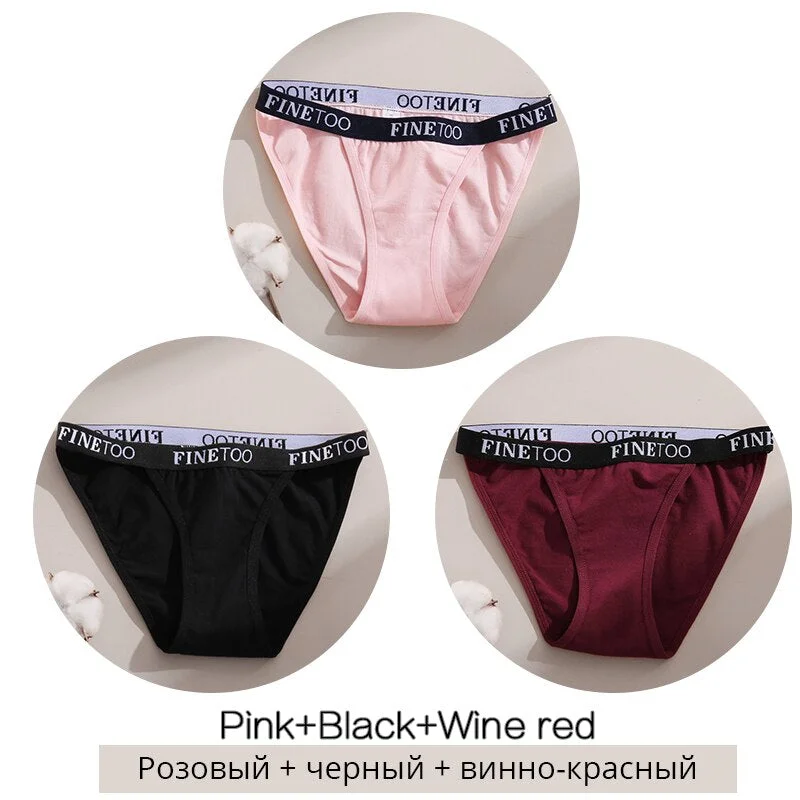 FINETOO M-XL Low Waist Underpants Women Letter Cotton Panties Soft Underwear Female Lingerie Ladies Briefs Girls Fashion Panty