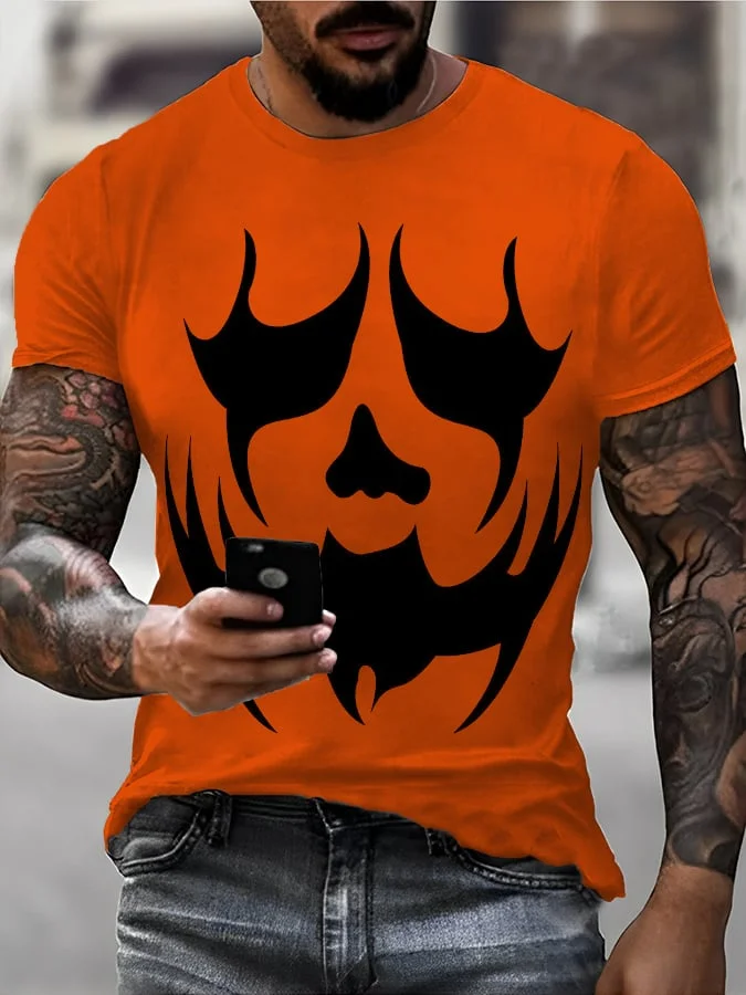 Men's Halloween Scary Smiley Print T-Shirt