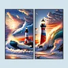 (US Local)2Pack Lighthouse 5D DIY Full Round Drill Big Size Diamond Painting Kit Home Decoration 40x70cm