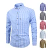 Breathable cotton long-sleeved plaid shirt