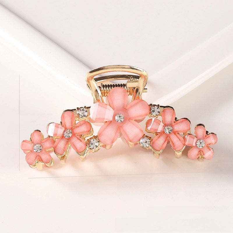 Korean Style Hair Accessories Crystal Ingot Hair Grasp Alloy Electroplated Hairpin Hairpin Hairpin Internet Celebrity Elegant Flower Girl Grasp Clip