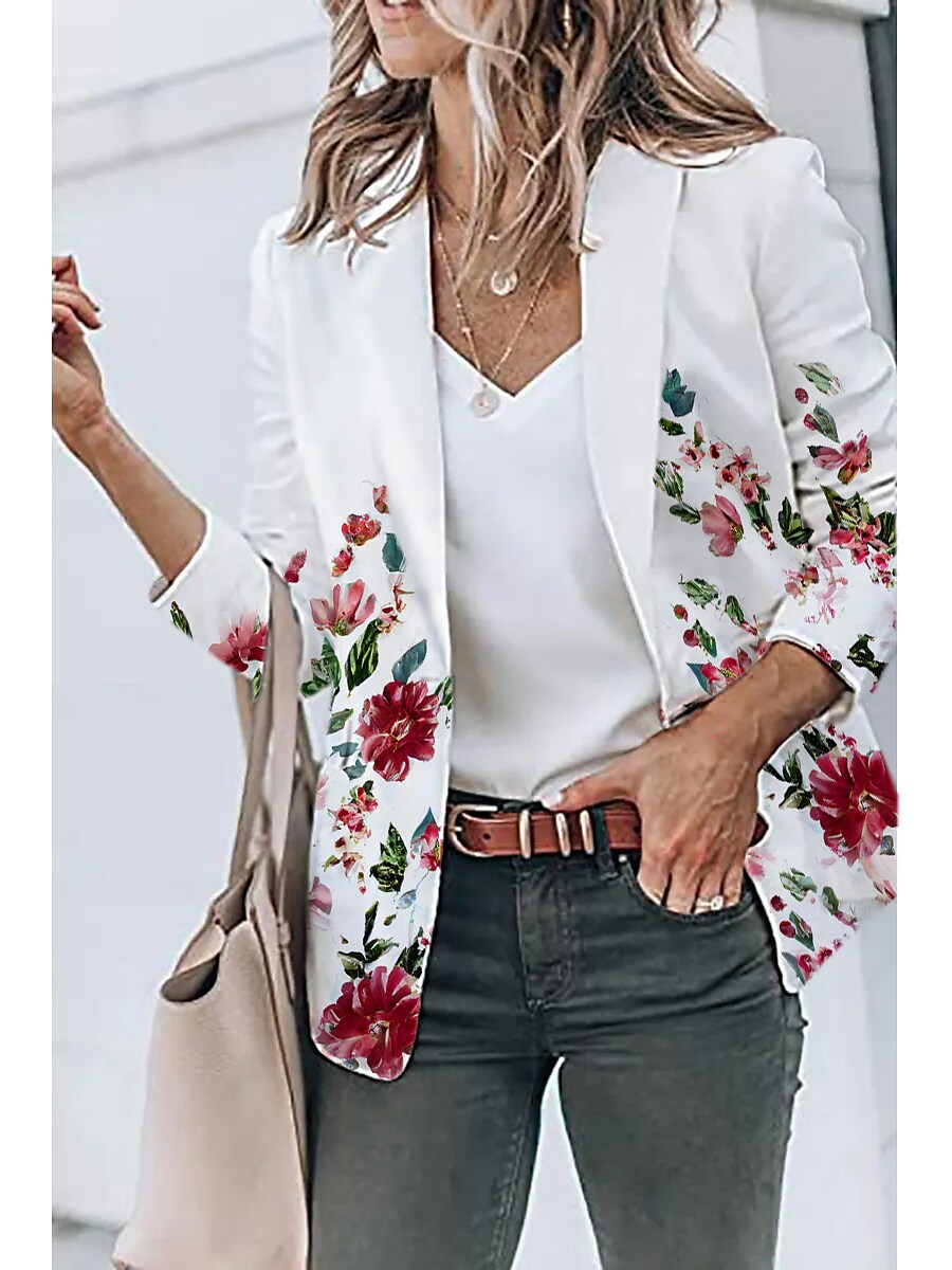 Women's Vacation Button Floral Simple Blazer