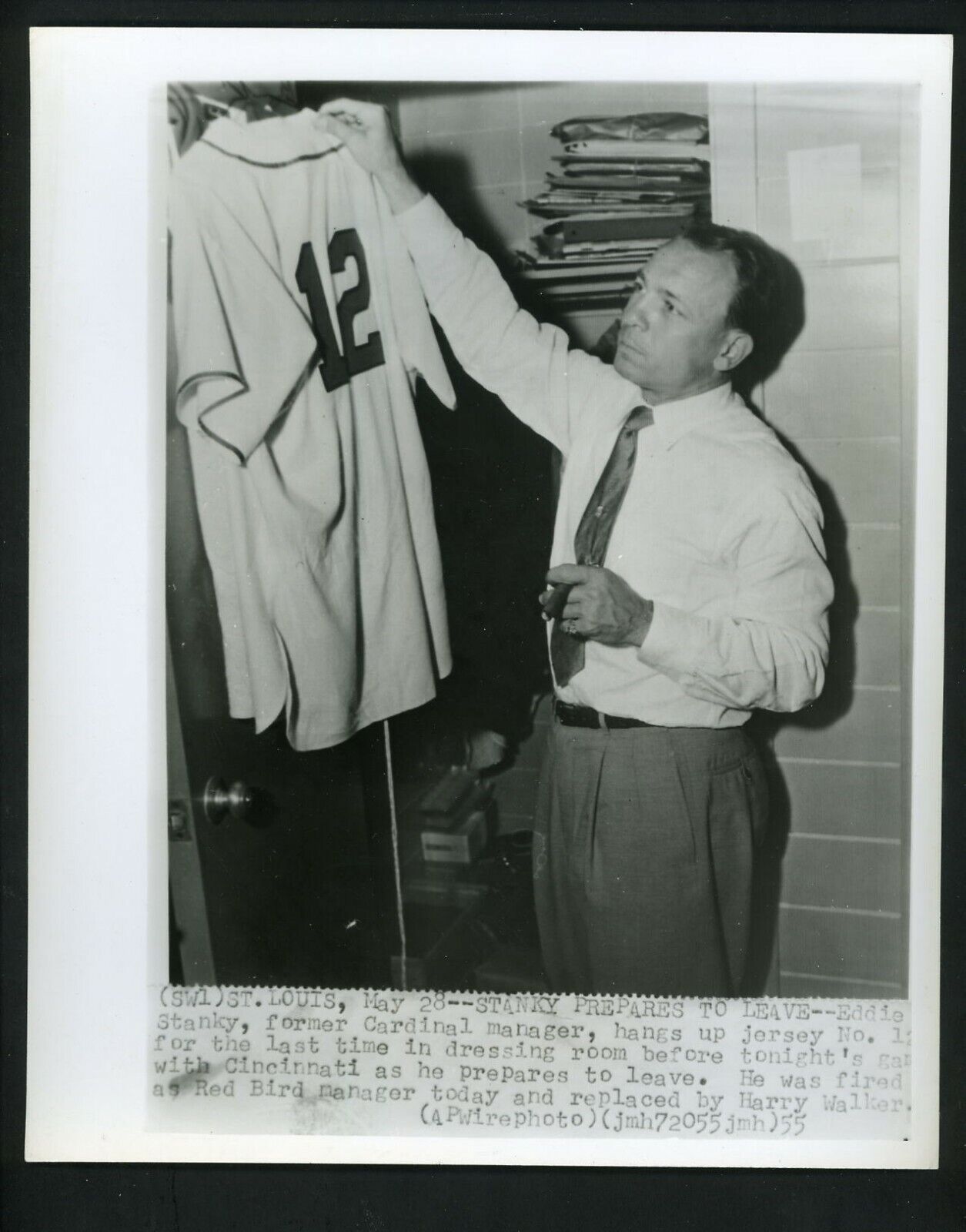 St. Louis Cardinals FIRE Manager Eddie Stanky 1955 Press Photo Poster painting