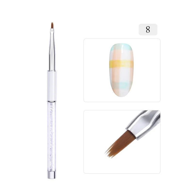Nail Liner Brush Carving Flat Round UV Gel Painting Brush Lines Drawing Pen Gradient Brush Marble Handle Manicure Nail Art Tool-Nail Inspo