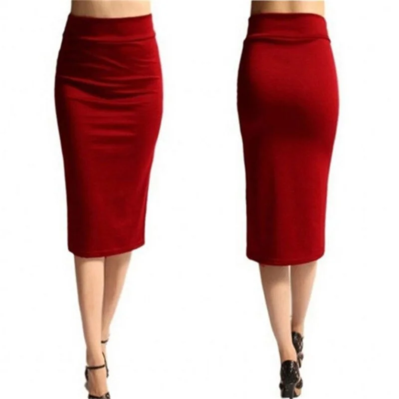 New Skirts Womens Mini Bodycon Skirt Office Women Slim Knee Length High Waist Stretch fashion Pencil Skirts U. Femmed