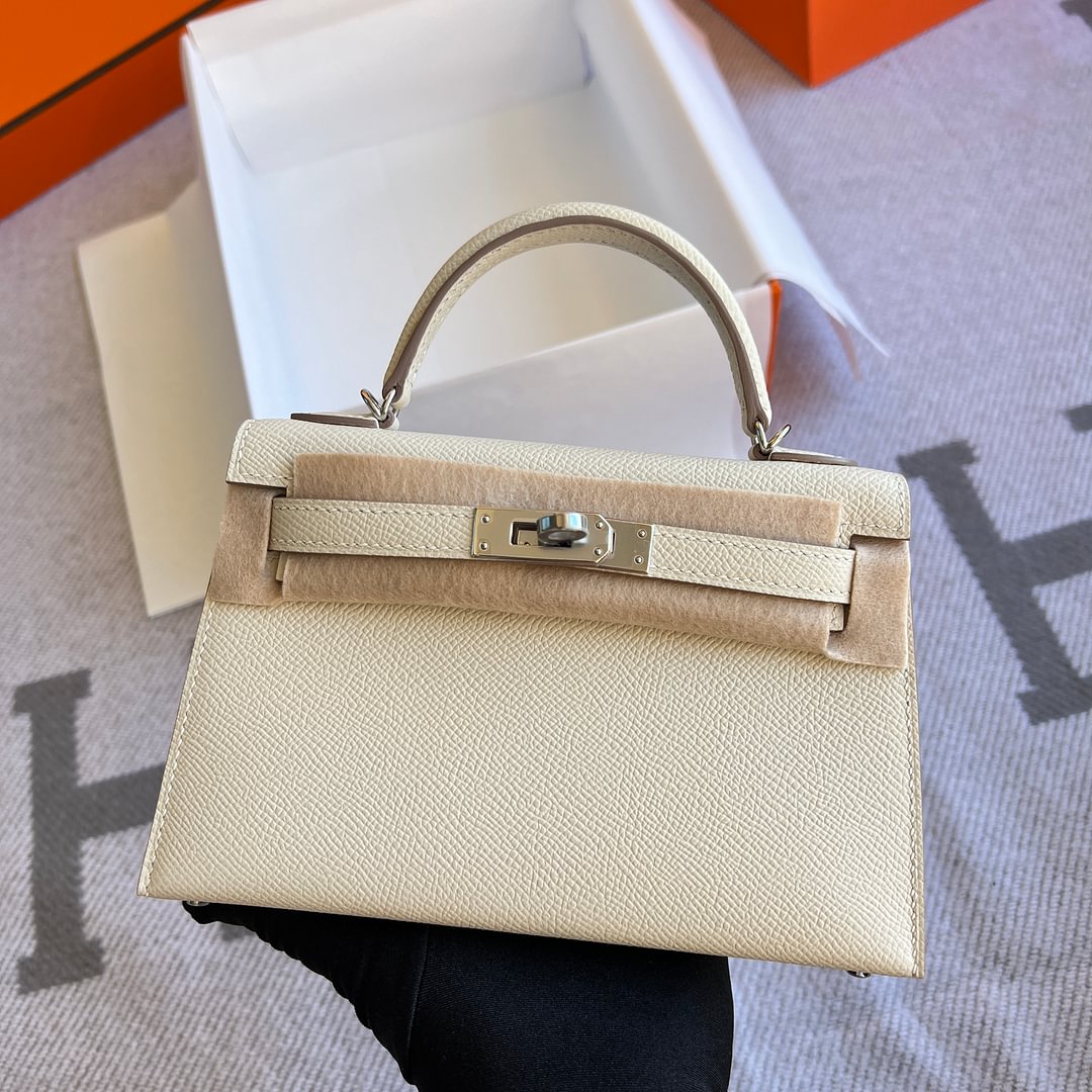 Mini Kelly II Epsom 10 Craie PHW