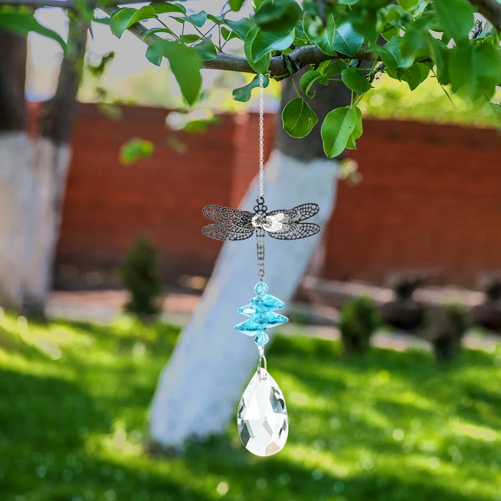 Dragonfly Window Hanging Crystal Garland Suncatcher Pendant (Light Blue)