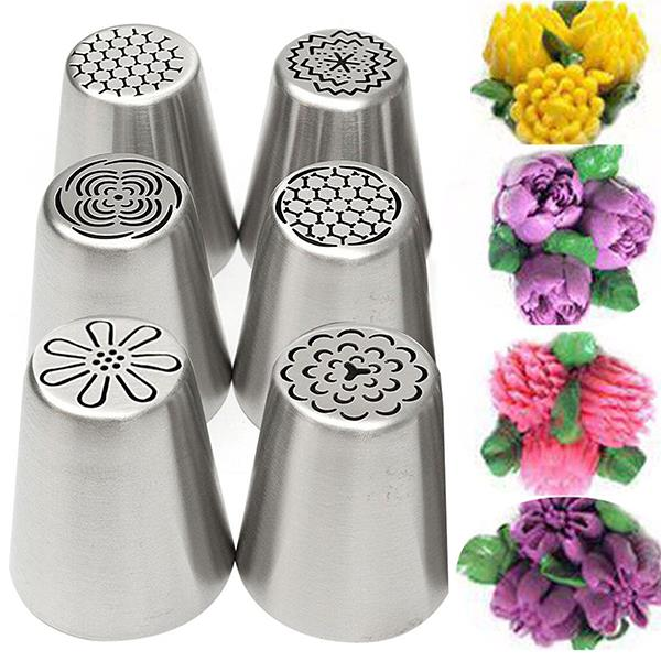 6Pcs DIY Baking Tools Russian Tulip Flower Cake Icing Piping Nozzles Decorating Tips